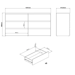 Maise kommode H:70 x B:138 x B:41 cm med 6 skuffer i hvid