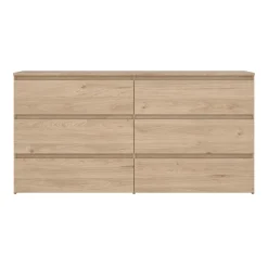 Maise kommode H:70 x B:138 x B:41 cm med 6 skuffer i egelook