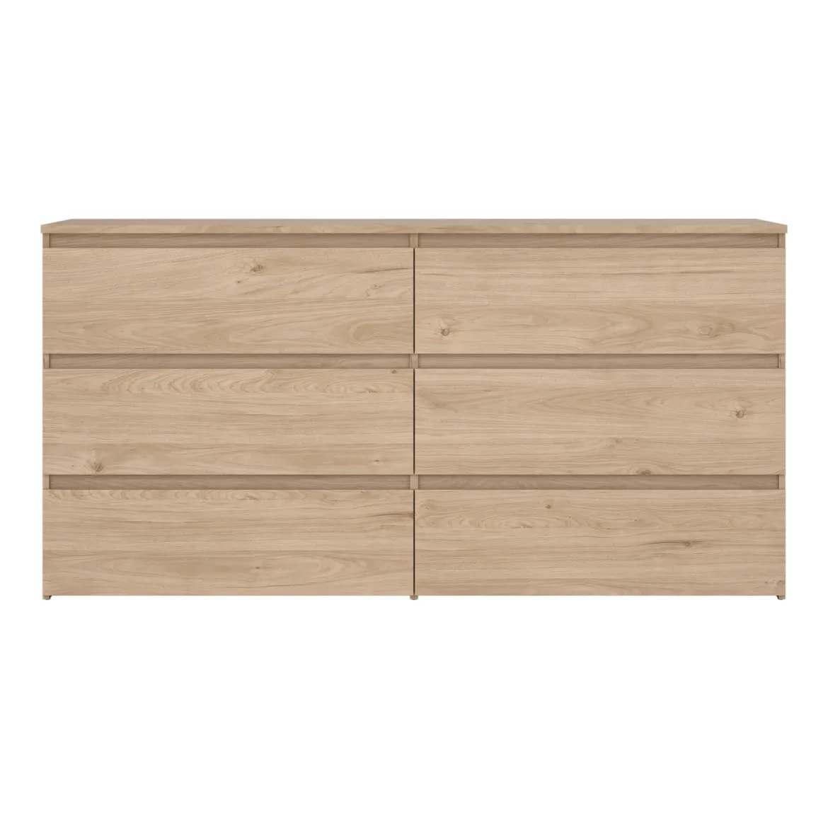 Maise kommode H:70 x B:138 x B:41 cm med 6 skuffer i egelook