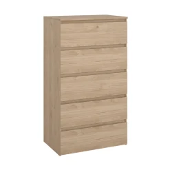 Maise kommode H:114 x B:65 x D:41 cm med 5 skuffer i egelook
