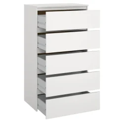 Maise kommode H:114 x B:65 x D:41 cm med 5 skuffer i hvid