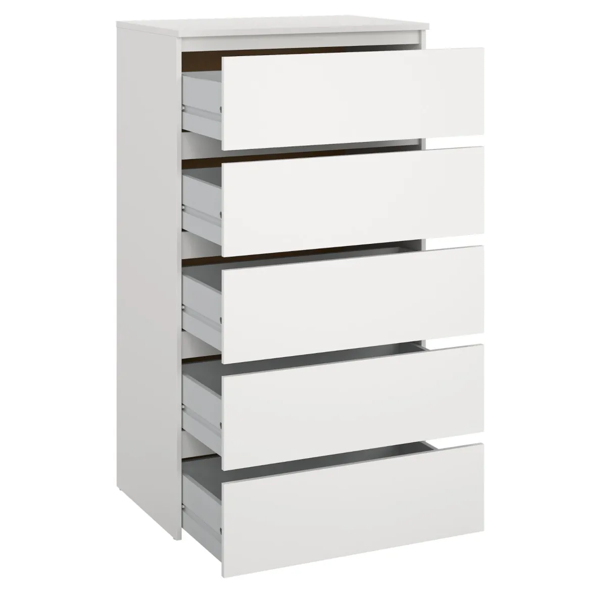 Maise kommode H:114 x B:65 x D:41 cm med 5 skuffer i hvid