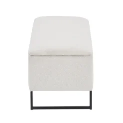 Malika bænk med opbevaring i hvid boucle 95x35x40 cm