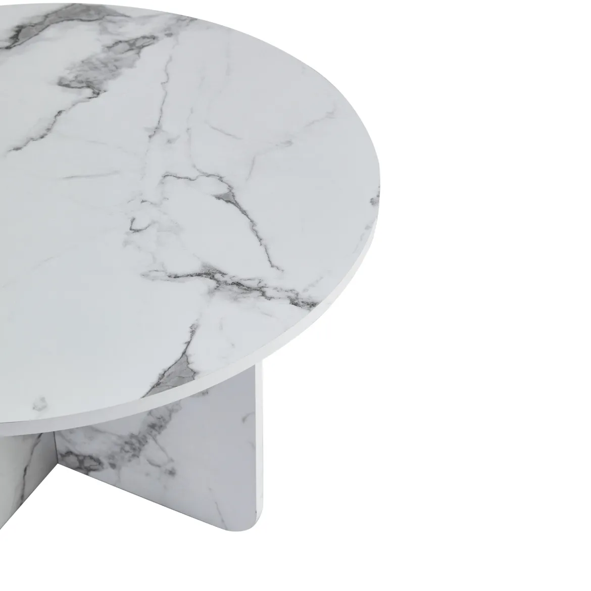 Mercy sofabord hvid marmor look Ø80 cm