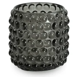 Nelly glas fyrfadsstage grå 8,5 cm