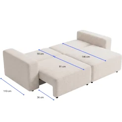Noelle sovesofa i beige tekstil