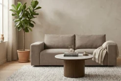 Noelle sovesofa i sand tekstil