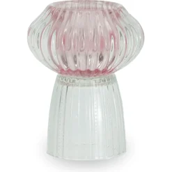 Nori glas fyrfadsstage lyserød/klar 13,5 cm