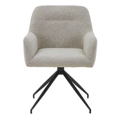Ofelia Spisebordsstol - Beige Boucle Med Drejefunktion 360 Grader