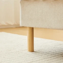 Premium boxmadras seng i beige med 90x200 cm med 7 cm topmadras i memoryskum ekskl. ben
