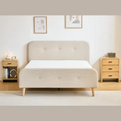 Premium Christian seng i beige 180x200 cm inkl. sengelameller og madrasser