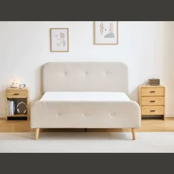 Premium Christian seng i beige 140x200 cm inkl. sengelameller og madrasser