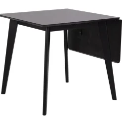 Rickie - Sort klap ud spisebord med tillægsplade i sortlakeret egefiner - 80/120 x 80 cm