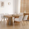 Spisebordssæt - Lewis lamel spisebord Ø120 cm med udtræk i egefiner + 6 x Jenna spisebordsstole i beige