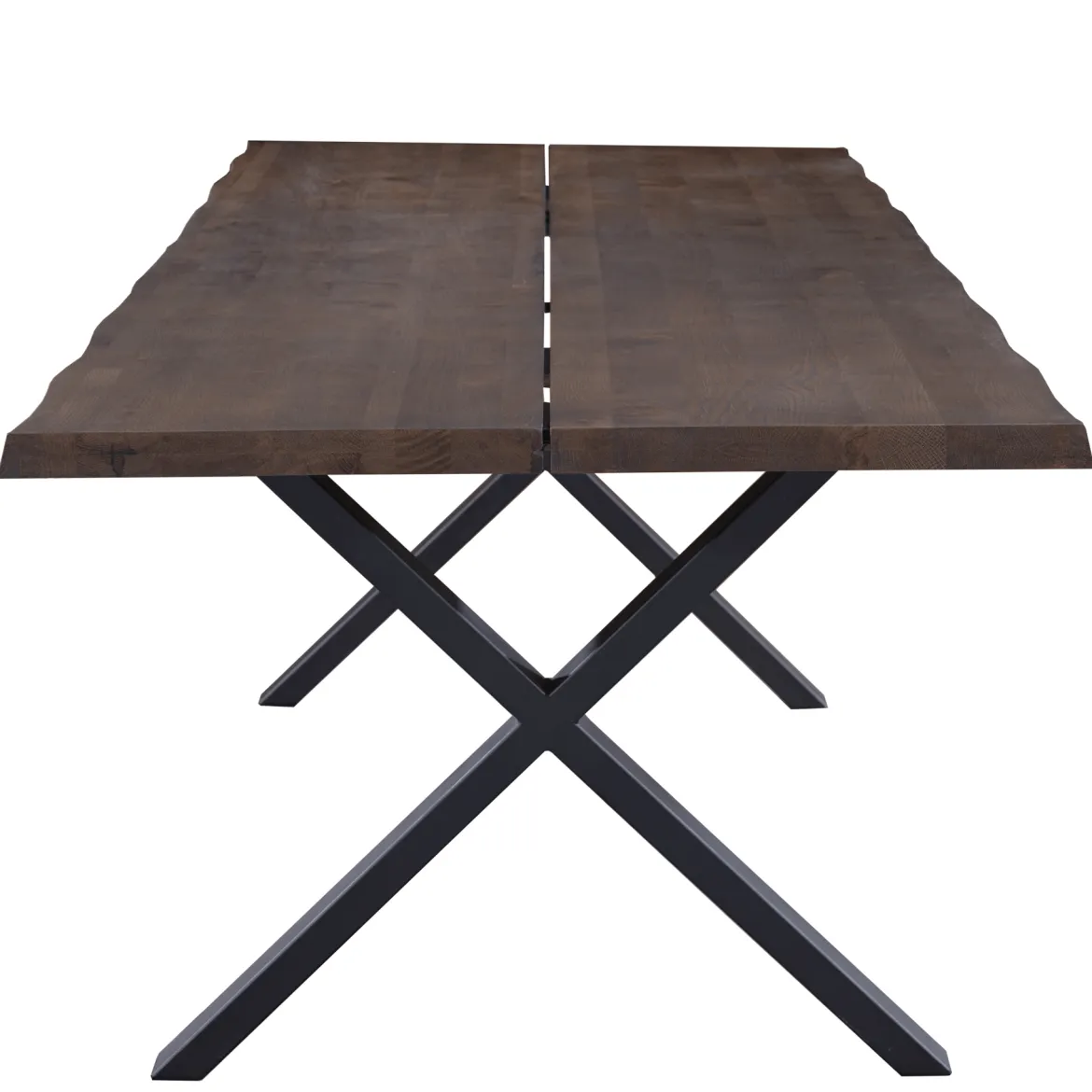Susan plankebord - 300x95 cm - i smoked eg med krydsben - (Forberedt til tillægsplader)