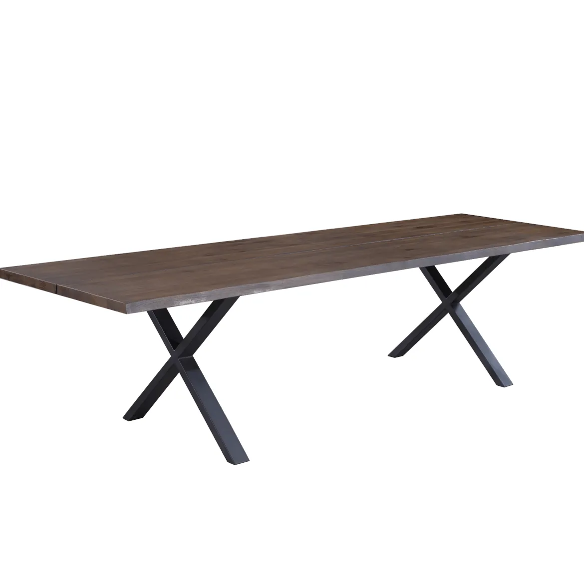 Susan plankebord - 300x95 cm - i smoked eg med krydsben - (Forberedt til tillægsplader)