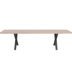 Susan plankebord - 300x95 cm - i hvidolieret eg med krydsben - (Forberedt til tillægsplader)
