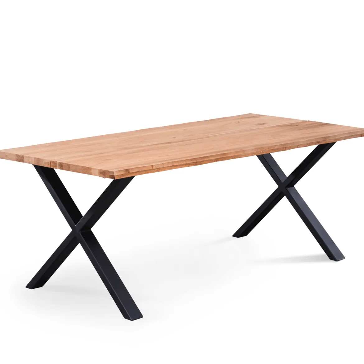 Susan plankebord - 200x95 cm - naturligt olieret eg med krydsben (Forberedt til tillægsplader)